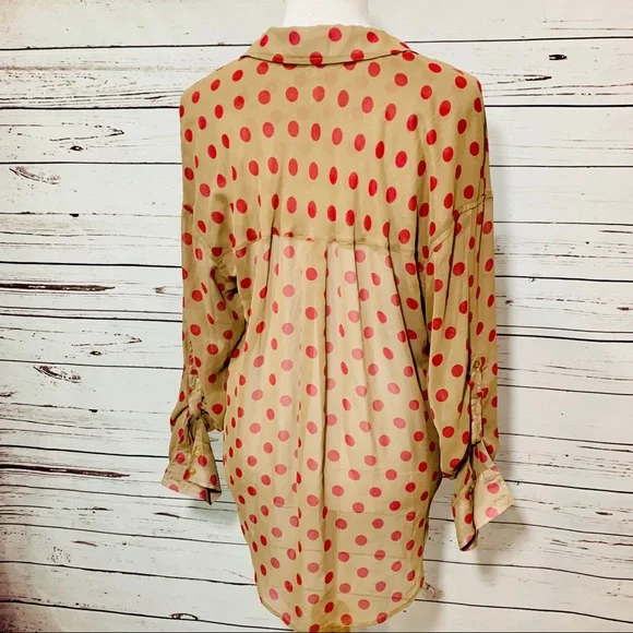 FREE PEOPLE Polka Dot Button Down Blouse - Picture 4 of 7